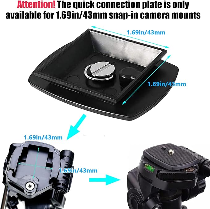 2-Pack Universal 43x43mm Quick Release Plate Set for Velbon Tripods, Compatible with CX-444, CX-888, CX-460, DF-50 - Durable, Easy-to-Use Quick Release System for Efficient Photography - Image 2