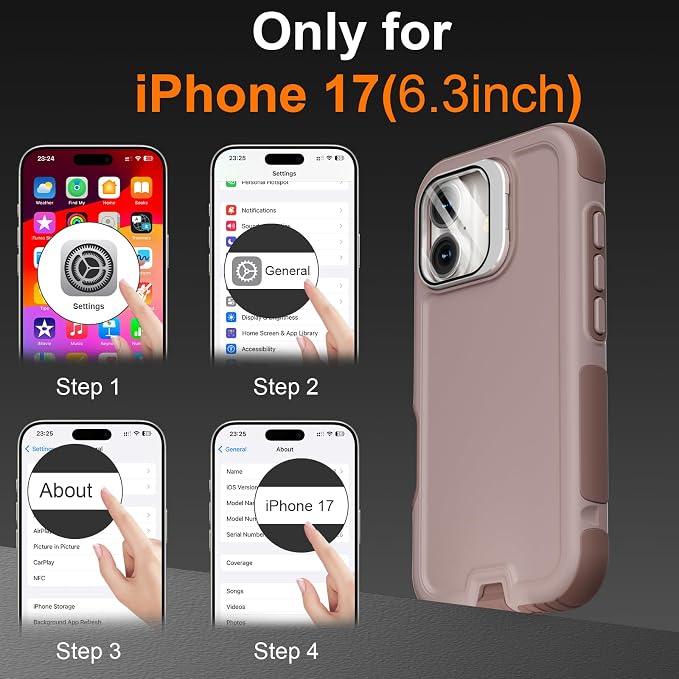 Follaroma Magnetic for iPhone 17 Case with Camera Cover Stand, Light Brown | Built-in Glass Camera Cover Stand,Compatible with MagSafe,Heavy Duty Shockproof Protective,Military-Grade Anti-DropDual Case - Image 3