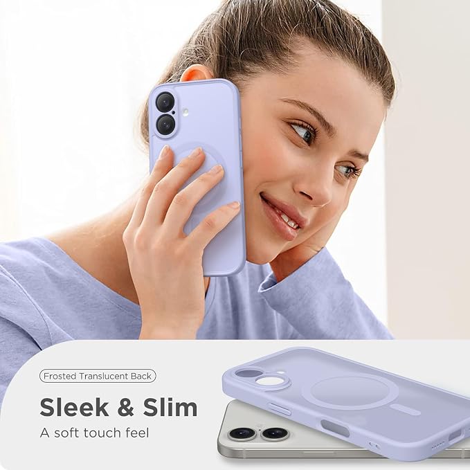 CAPRARO for iPhone 16 Case, Compatible with MagSafe Lilac | Upgraded [Full Camera Protection] Protective Translucent Matte Women Girl Magnetic Phone Case Cover, Lilac - Image 7