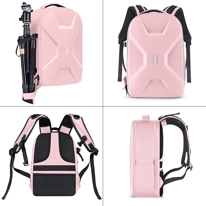 MOSISO Camera Backpack, DSLR/SLR/Mirrorless Photography Camera Bag | 15-16 inch Waterproof Hardshell Case with Tripod Holder&Laptop Compartment Compatible with Canon/Nikon/Sony, Pink - Image 5