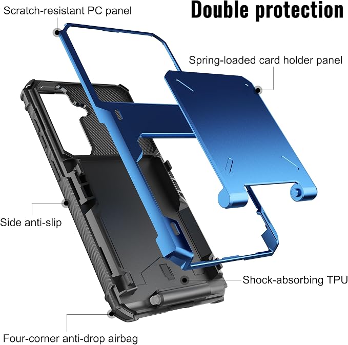 Foluu Wallet Case for Samsung Galaxy S26 with Card Holder, 5 Credit Hidden Card Slot Flip Cover Dual Layer Protective Hard PC Back & Soft TPU Bumper - Stylish Case for Galaxy S26 2026 (Blue) - Image 3