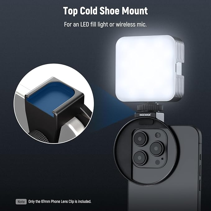 NEEWER 67mm Phone Filter Mount, Adjustable Threaded Lens Filter Clip with Cold Shoe Mount Compatible with iPhone 17 16 15 Pro Max Plus 14 13 Samsung Galaxy S25 Ultra S24, LA006 - Image 4