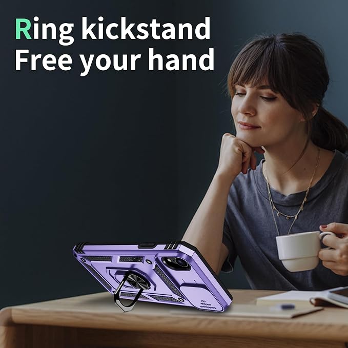 for iPhone XR Case with Camera Lens Cover, HD Screen Protector, 10 FT Military Grade Drop Protection, Magnetic Ring Holder Kickstand Protective Phone Case, Lavender - Image 5