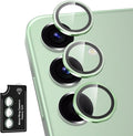 for Samsung Galaxy S25 Camera Lens Protector, Individual Metal Ring Tempered Glass Lens Cover, [Strong Adsorption] Scratch Resistant Ultra-Thin HD Clear Lens Cover, 1 Set-Light Green by Btscase