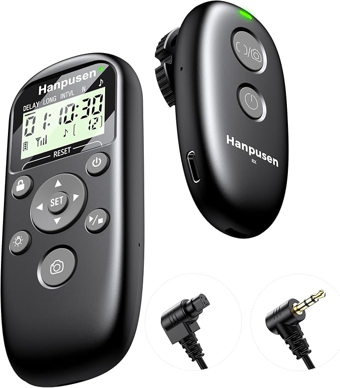 for Canon Camera Rechargeable Wireless Intervalometer Shutter Release | Time-Lapse & Bulb Exposure Interval Timer Remote Control with OLED Display for Canon R6 II/R50 V/R100/R8/R7/R6/R5/R10/T7/T7i by HANPUSEN