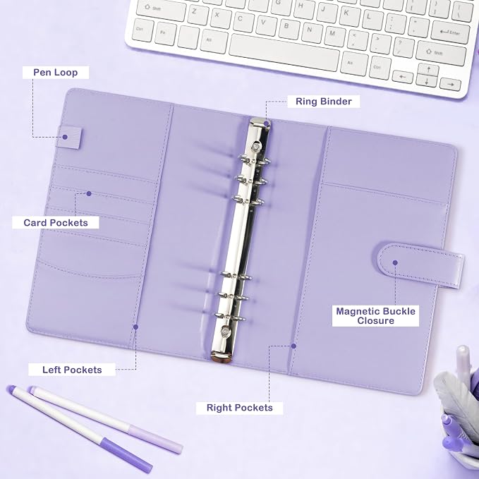 A5 Kpop Photocard Binder with 30 Pack 4-Pocket Card Pages, 6 Ring A5 Binder Card Collector Album with 240 Card Slots,PU Leather Binder Cover with Magnetic Buckle Closure for Organizing Trading Card - Image 6