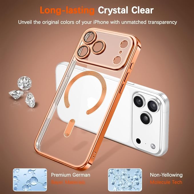 Magnetic Glossy Case for iPhone 17 Pro Max,iPhone 17 ProMax Phone Case Slim Clear Luxury with Screen Protector & Camera Protector [Compatible with MagSafe], Shockproof Cover for iPhone 17 Max-Silver - Image 3
