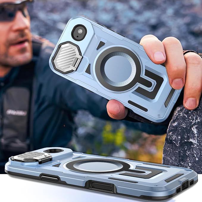 Camera Stand Case for iPhone 17 Air, [Compatible with MagSafe] [Lens Cover] 2025 Version Military Grade Protective Soft Case for iPhone 17 Air 6.5 inch Men Women, Blue - Image 7