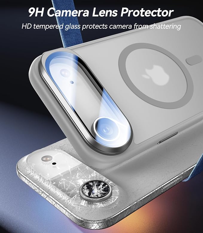 VOFATA [Upgraded Full Camera Protection] for iPhone Air Case with Camera Cover Stand [Fit for MagSafe][10FT Mil-Grade Protection] Translucent Magnetic Phone Cover for iPhone 17 Air Case, Grey - Image 2