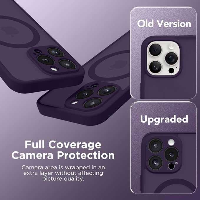 CAPRARO for iPhone 14 Pro Case, Compatible with MagSafe | Upgraded [Full Camera Protection] Shockproof Protective Slim Translucent Matte Magnetic Phone Case 6.1'', Deep Purple - Image 6