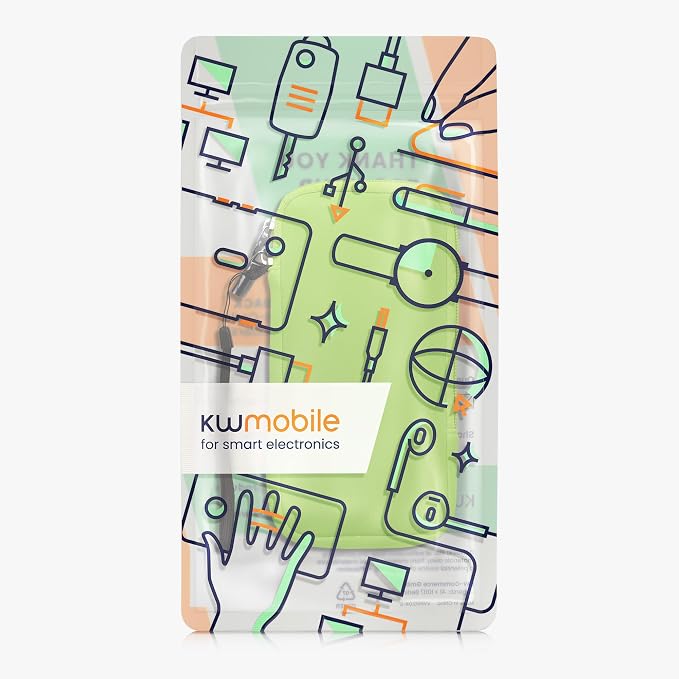 kwmobile Universal Phone Pouch Size XXL - 7" - Neoprene Smartphone Pouch with Zip - Water-Repellent Mobile Phone Case - Sleeve in Neon Green - Image 7
