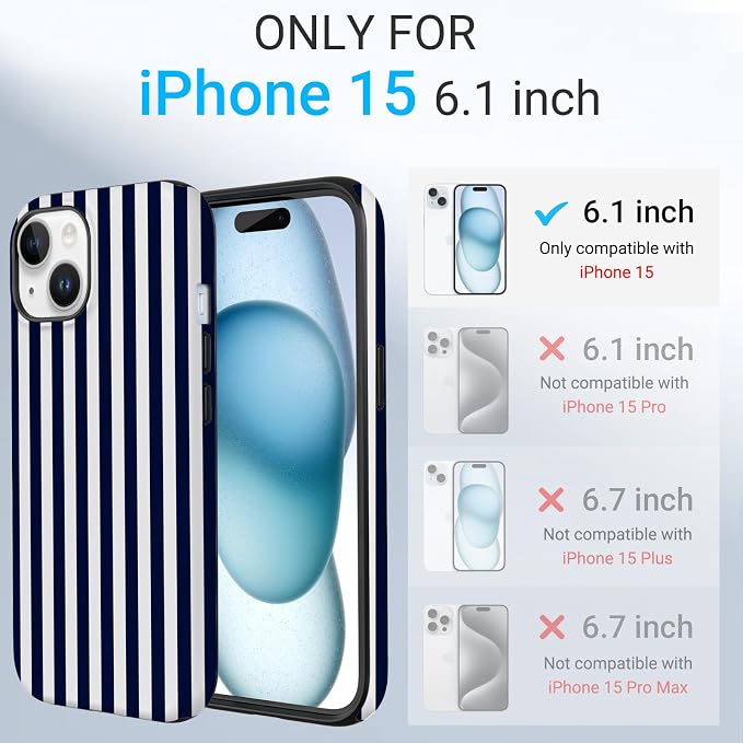 TPU Phone Case for iPhone 15, MagSafe Wireless Charging Compatible, Shockproof Slim Fit Protective Cover with Anti-Yellowing & Raised Camera Protection (Stripe 3, iPhone 15) - Image 2