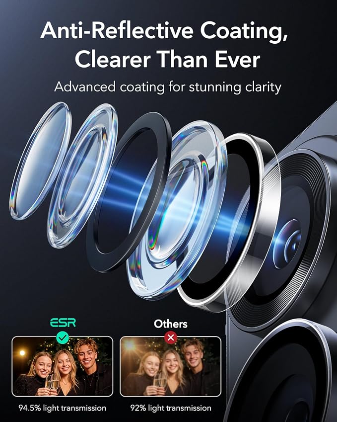ESR for Samsung Galaxy S26 Ultra Camera Lens Protector, 1 Pack, Clear | Individual Camera Cover, 9H Tempered Glass, Original Camera Clarity, Scratch-Resistant, Case Friendly - Image 5