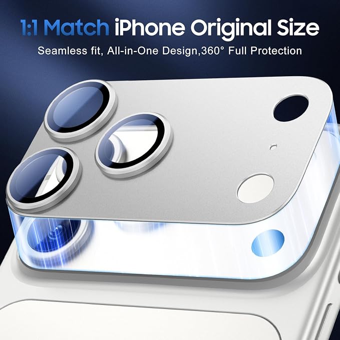 UniqueMe for 3 Pack iPhone 17 Pro Max Camera Lens Protector - All Silver | Drop Protection, Case Friendly, Acrylic Material, Camera Cover Screen, Update New Version - Image 5