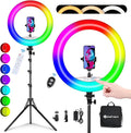Yesker Ring Light with Tripod Stand and Phone Holder 18 Inch RGB Ringlight 25 RGB Modes Bi-Color Adjustable 2700–7000K LED Selfie Halo Light Kit for Live Stream Photography Zoom Makeup Youtobe Tiktok by YESKER