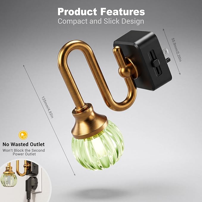 JandCase Night Light, Night Lights Plug into Wall Green Tulip 2 Pack | LED Nightlight, 0-100LM Dimmable Nightlights, Dusk to Dawn Sensor, 1W Vintage Nite Light for Bathroom Hallway Gift Decor - Image 6