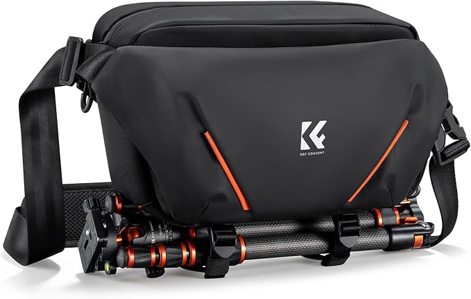 K&F CONCEPT Camera Sling Bag, Lightweight Crossbody Bag with Tripod Holder | Water-Resistant, Foldable Side Pocket, Quick Access, Street & City, Men & Women, for Canon/Sony/Nikon/DSLR/Mirrorless, BS19 by KFCONCEPT