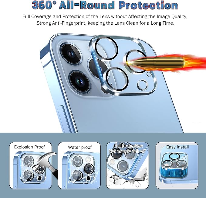 QHOHQ 3 Pack Screen Protector for iPhone 13 Pro Max 6.7" with 3 Pack Tempered Glass Camera Lens Protector, Ultra HD, 9H Hardness, Scratch Resistant, Easy Install - Case Friendly - Image 6