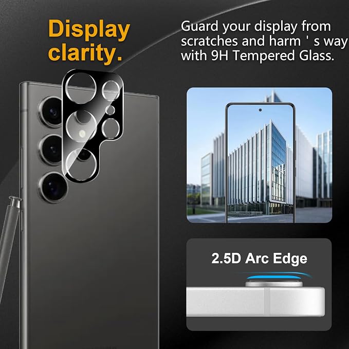 3 Pack Camera Lens Protector for Samsung Galaxy S24 Ultra | Tempered Glass,Anti-Fingerprint,9H Hardness,Scratch Resistant,Easy to Install,Bubble Free,HD Clarity - Image 2