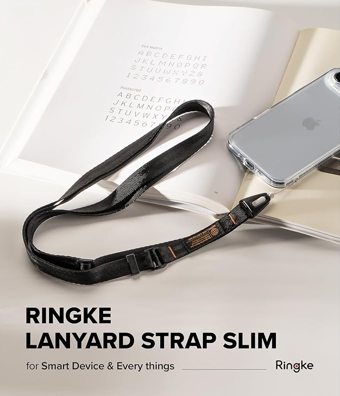 Ringke Phone Lanyard [Lanyard Strap Slim Black] for Camera | Travel Essentials, One-Touch Buckle, Premium Material Phone & Camera Accessories, Adjustable Sturdy Universal Neck Strap - Image 2
