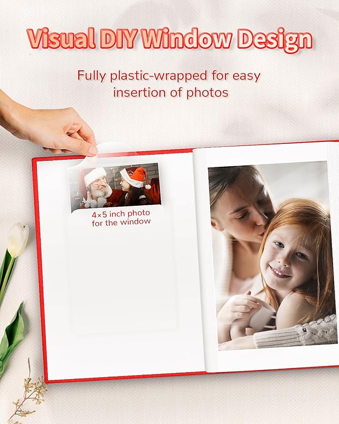 Artfeel Photo Album 4x6 with 100 Pockets,Slip-in Picture Albums,Linen Cover Memory Book with Front Window,White Page Vertical Photo Book for Wedding,Family,Anniversare,Baby,Vacation - Image 2