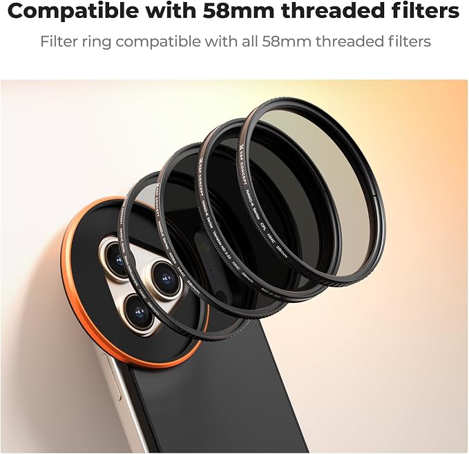 K&F CONCEPT Double-Sided Magnetic Lens Filter Mount Adapter | Compatible with iPhone 17 Pro Max and 58mm Threaded Filters, iPhone Filter Mount, FA101 - Image 7