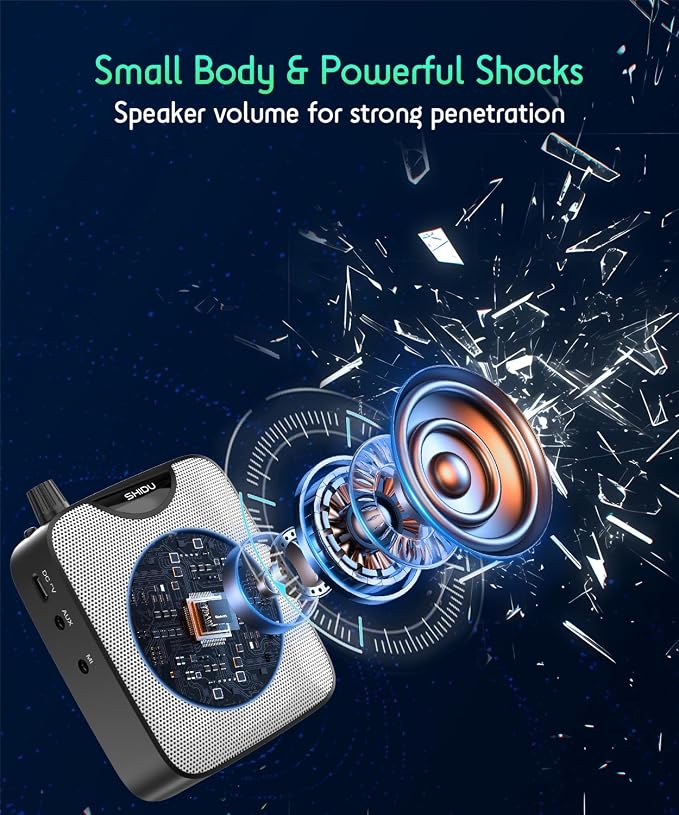 SHIDU 35W Voice Amplifier for Teachers Bluetooth Wireless Lavalier Mic | Portable Microphone and Speaker, Power Voice Amplifier Personal Clip on Microphone System for Tour Guides Fitness Instructors - Image 7