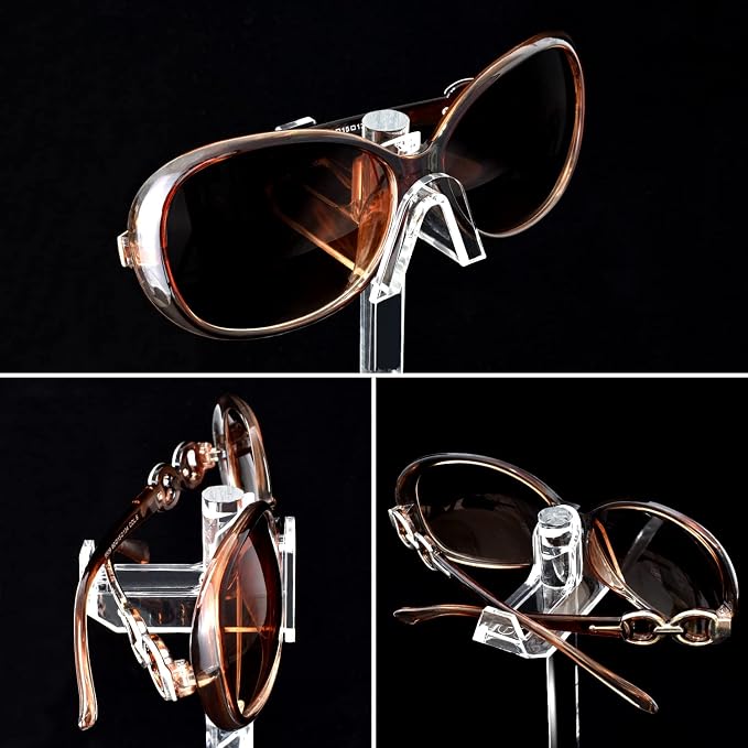 MOOCA 3-Piece Acrylic Eyewear Riser Display Stand for Sunglasses | Eyewear rack with oversized supports displays large sunglasses and eyeglasses for show,store,home and easy assemble.' - Image 3
