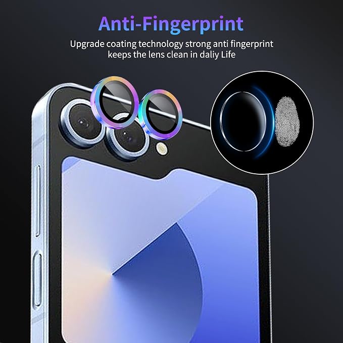 Camera Lens Protector for Samsung Galaxy Z Flip 6,1 Pack | Tempered Metal Glass Camera Cover, HD Clear Anti-Scratch Lens Screen Protector Film,Case Friendly,Colorful Titanium - Image 6