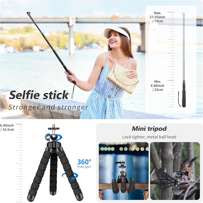 NEEWER 50 in 1 Action Camera Accessory Kit Compatible with GoPro Hero 12 11 10 9 DJI OSMO 4 3 2 Insta360 X3 X2 GO 3 SJCAM DBPOWER AKASO VicTsing APEMAN WiMiUS QUMOX Lightdow Campark Sony Sports DV | Compatible with Hero 12 11 10 9 OSMO 4 3 2 Insta360 X... - Image 6