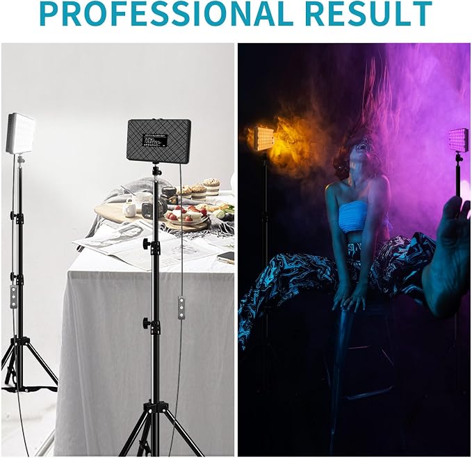 LED Video Light Kit 2Pcs, Hagibis Studio Lights 18 Color Filters for Photography Lighting with Adjustable Tripod Stand Streaming Lights for Photo Camera Recording Computer Zoom Stream TikTok YouTube - Image 7
