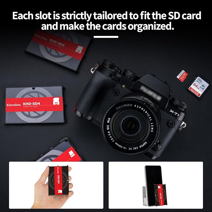 Kiorafoto KHD-SD4 Easy Carry 4 Slots Slim Credit Card Size Lightweight Portable SD Memory Card Case Storage Keeper Holder Protector for 4 SD SDHC SDXC Cards - Image 3