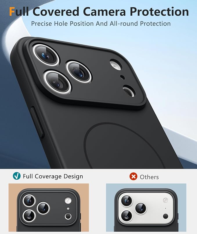 FNTCASE for iPhone 17 Pro Case, Fit for Magsafe, Screen Protector | Full Camera Protection, Integrated Silicone, 14FT Military Grade Drop Proof, Shockproof Protective Phone Cover, Full Black - Image 4