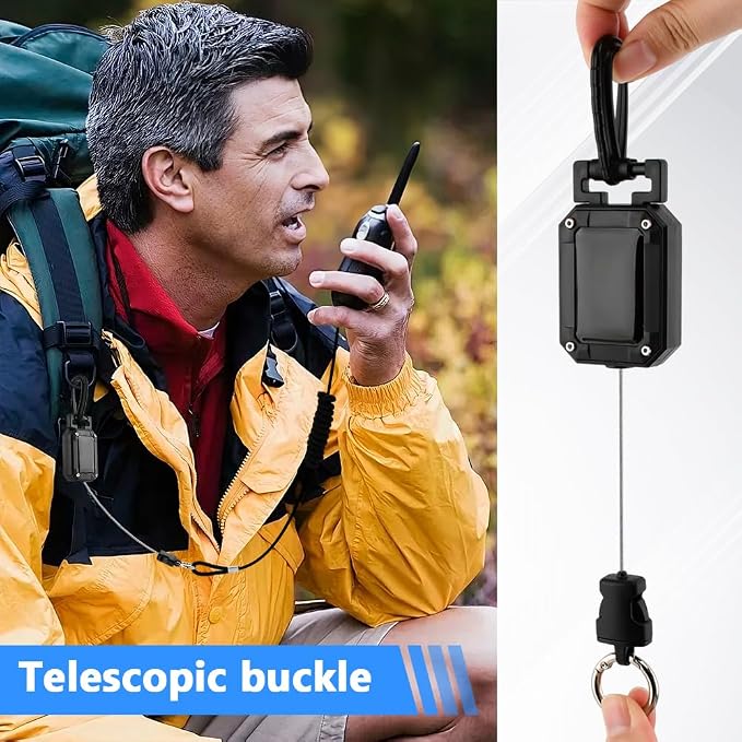 CB Mic Holder, Retractable 360° Rotatable Microphone Hanger Keeper, Mic Tether Stainless Steel Cord with Adjustable Mount Kit, CB Radio Accessory for Truck Driver - Image 8