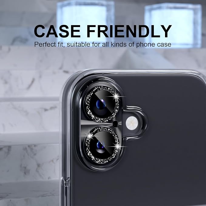 Choiche for iPhone 17 Camera Lens Protector, Light-Black | Bling Metal Camera Cover with 9H Tempered Glass Lens Screen Protector Accessories, Strong Adsorption, Case-Friendly - Image 4