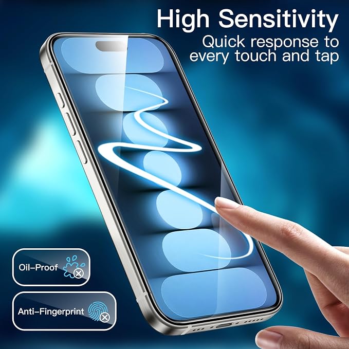 JETech Screen Protector for iPhone 15 Pro, 2+2 Pack | with Camera Lens Protector, HD Clear Tempered Glass, Anti-Scratch Protection, Easy Installation Tool - Image 7