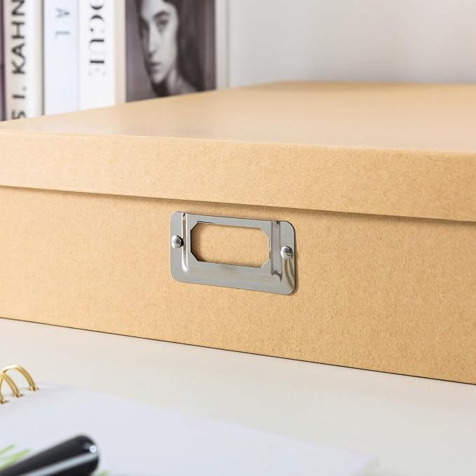 Soul & Lane - Large Photo Storage Box with Lid, 14.8 x 13 x 3.7 In, Kraft | Keepsake Memory Organizer for Scrapbooks, Photo Albums, Artwork and Memorabilia, Cardboard Stationary Craft Storage - Image 4