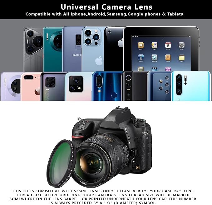 52MM Clip-on Variable ND2-32(1-5 Stops) Phone Lens Filter Kit, Ultra Slim Multi-Coated Adjustable Neutral Density Filter, Compatible for iPhone 16 15 14 13, Google Pixel and Other Smart Phones - Image 5