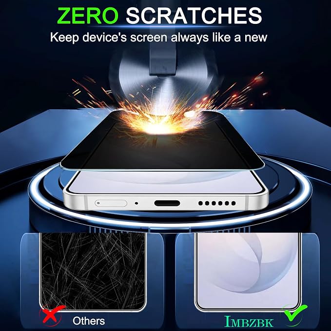 IMBZBK Privacy Screen Protector for Samsung Galaxy S26, 3+3 Pack | 25° Anti Spy, 9H+ Tempered Glass, Military Grade Shatterproof, Auto-Dust Removal, Case Friendly, with Camera Lens Protector - Image 8