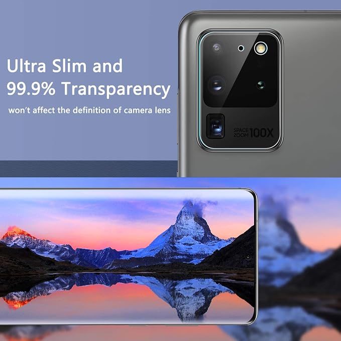 Orzero (4 Pack Camera Lens Protector Compatible for Samsung Galaxy S20 Ultra, Protector de Cámera Flexible Glass (Not Tempered Glass) (2.5D Arc Edges),HD Anti-Scratch Bubble-Free - Image 4