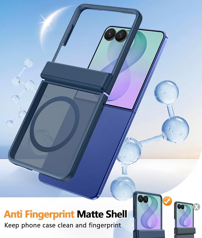 FNTCASE for Samsung Galaxy Z Flip 8 Case, Fit for Magsafe, Screen Protector | Hinge Protection, Translucent Matte, 18FT Military Grade Drop Proof, Protective Phone Cover, Blue - Image 4
