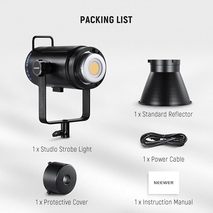 NEEWER CB200B 210W LED Video Light with 2.4G/APP Remote Control, All Metal Bi Color COB Continuous Output Lighting with Bowens Mount 90000Lux/1m 2700K-6500K CRI/TLCI97+ 12 Effects for Video Recording - Image 9