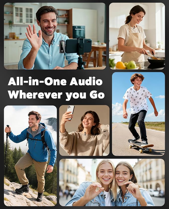 Wireless Lavalier Microphone for iPhone/Android/Camera, Upgraded Mini Microphone with LED Indicator & Noise Reduction, Mic for Video Recording, YouTube, TikTok, and Vlogging (Dark Black) - Image 7