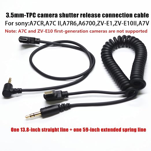 (3.5mm-USB c) for Sony a7v/a7m5/a7r6 Shutter Release Connection Cable Camera a6700 a7c r/a7cII/ZV-E1/ZV-E10 II 13.8in Flash Starter Remote Control Accessory Wire(3.5mm-Type c Cable 2pcs) - Image 3
