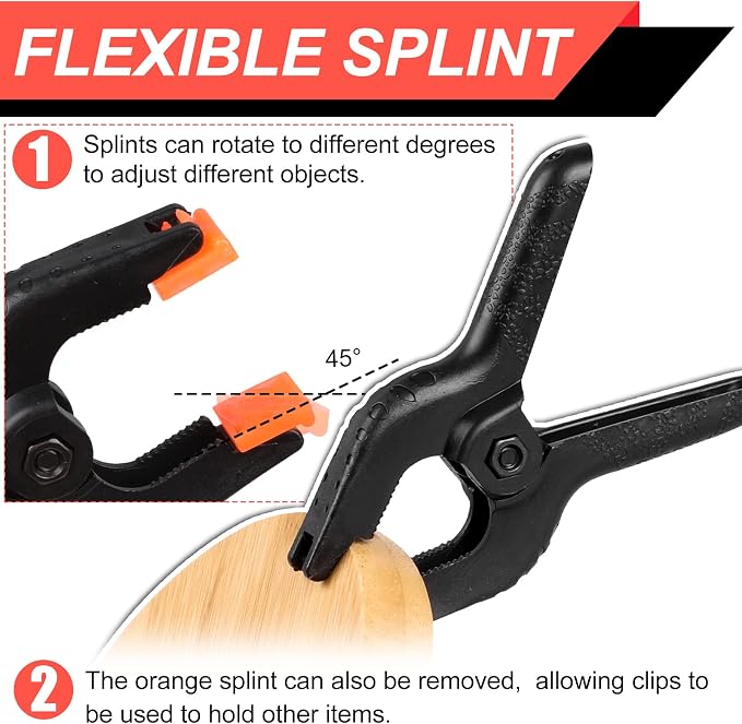 2 Pack Spring Clamps, 8.5inch Plastic Clips, Small Backdrop Clips, Clamps Heavy Duty, Spring Clips for Crafts, Backdrop Stand, Woodworking, Photography Studios (Black) - Image 4