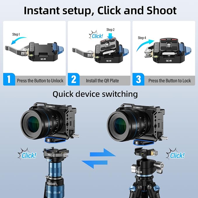 SIRUI AM-404FL+QC-55 Aluminum Camera Monopod with Feet, QR Plate | 75.8" Height, 33LB Load, Quick Release Plate, Sony, Canon, Nikon, DSLR, Mirrorless Camera, Lightweight - Image 4