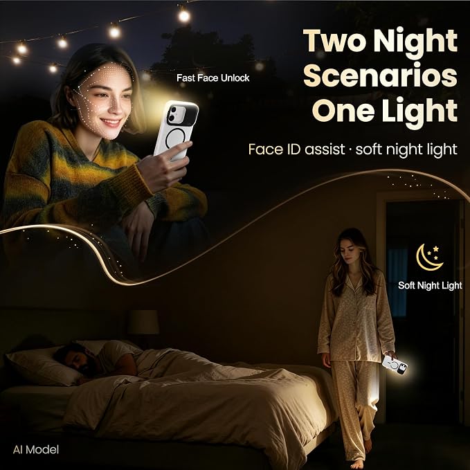 for iPhone 16 Case with Selfie Light, 3 Color Modes (Black) | Compatible with MagSafe,Brightness Control, Memory Setting, USB-C Light Charging, Cable Included - Image 6