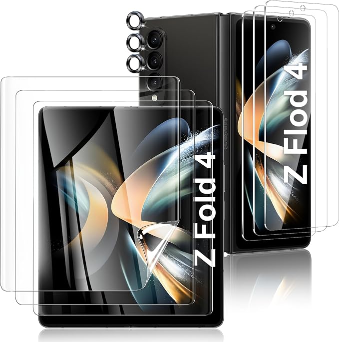 Fotbor [3+3+3 Pack Screen Protector Set for Samsung Galaxy Z Fold 4 - Including Inner Screen Flexible Film, Back Screen Tempered Glass Protector and 1 Set of Camera Lens Protector by Fotbor