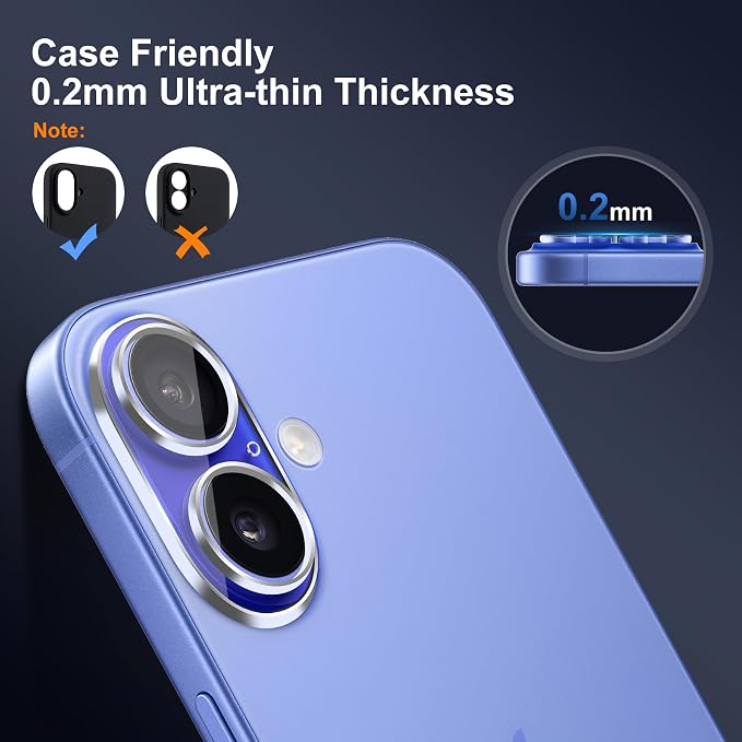 Camera Lens Protector (3 Pack) Compatible with iPhone 17 6.3" Camera Lens Cover Protection, 9H Tempered Glass, HD Clear Anti-Scratch, Case Friendly [Does Not Affect Night Shots] - Image 5
