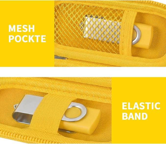 USB Flash Drive Case, SD Card/Thumb Drive/Memory Cards Holder, Bag Only | SDXC/SDHC Storage, Electronic Accessories Organizer for SanDisk / for Samsung, for Students/IT/Office/School/Travel, Yellow - Image 4
